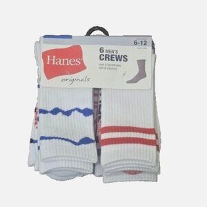Hanes Men's 6 Pack Crew Socks White NIP